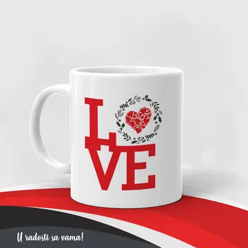Love Božićna Šalica Crvena