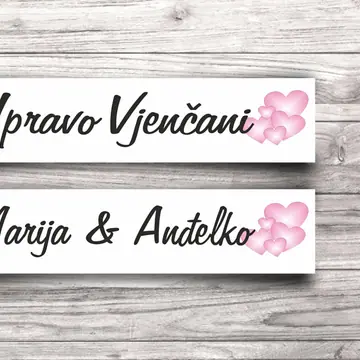 Svadbene auto tablice Pink Hearts
