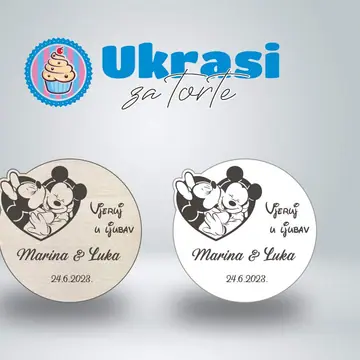 Drveni magnet za vjenčanje kiss