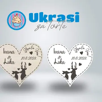 Drveni magnet za vjenčanje jelen i košuta