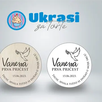 Drveni magnet prva pričest golubica