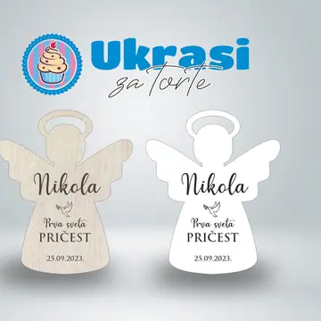 Drveni magnet prva pričest anđeo