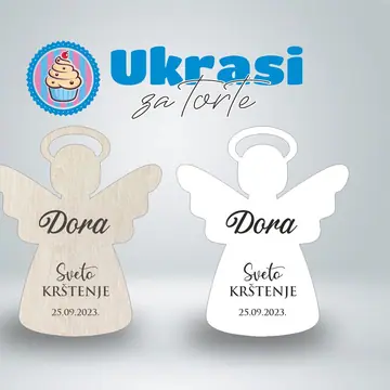 Drveni magnet sveto krštenje anđeo