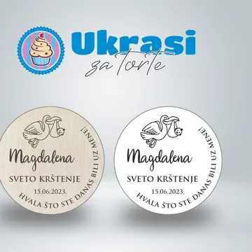 Drveni magnet sveto krštenje baby