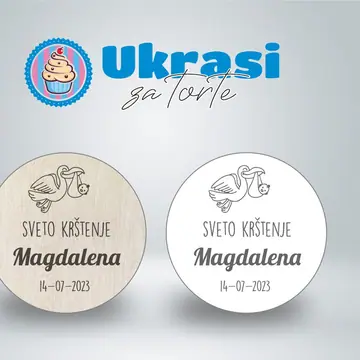 Drveni magnet sveto krštenje baby v2