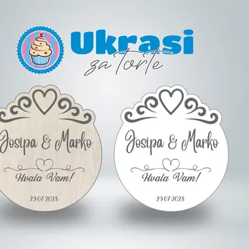 Drveni magnet za vjenčanje kruna