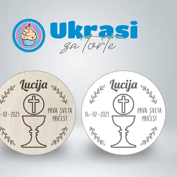 Drveni magnet prva sveta pričest sa kaležom