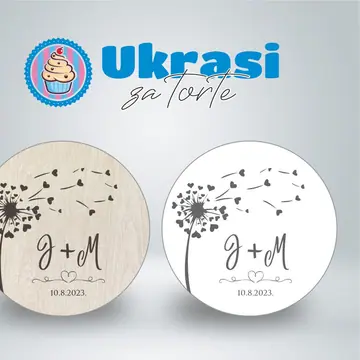 Drveni magnet za vjenčanje maslačak