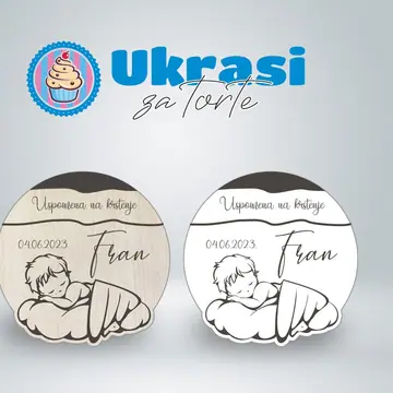 Drveni magnet sveto krštenje dreaming baby