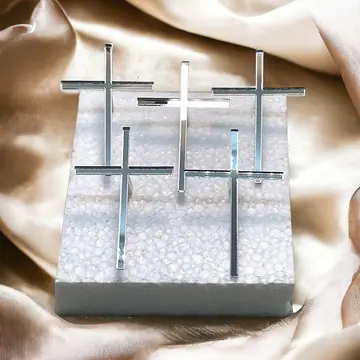 Ogledalo srebrni križići akril set 5 komada 7cm visine