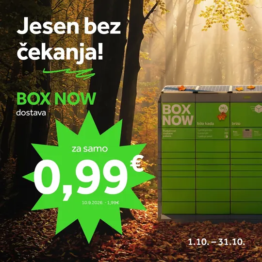 BOX NOW dostava za samo 0,99 € od 1. do 31. 10. — jesen bez čekanja